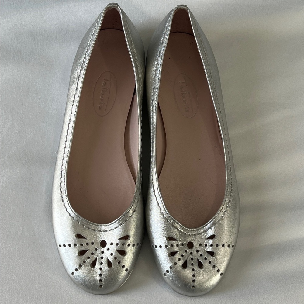 Talbots Metallic Silver Cut-Out Flats